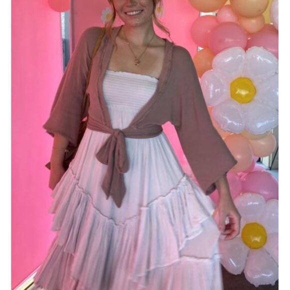 Free People Boho White Ruffled Hem Flowy Asymmetrical Convertible Skirt Dress - Picture 15 of 16